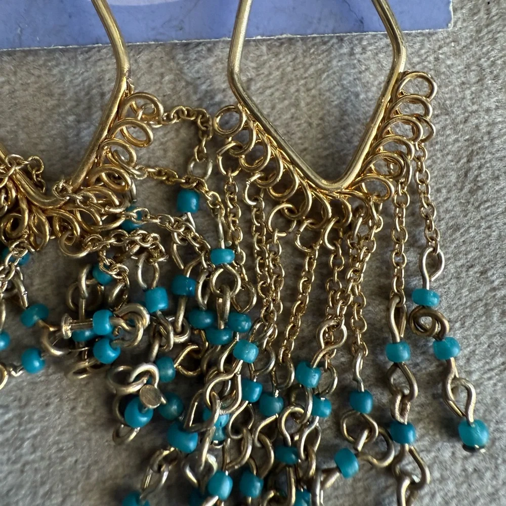 Claire's Gold and Blue Chain Earrings